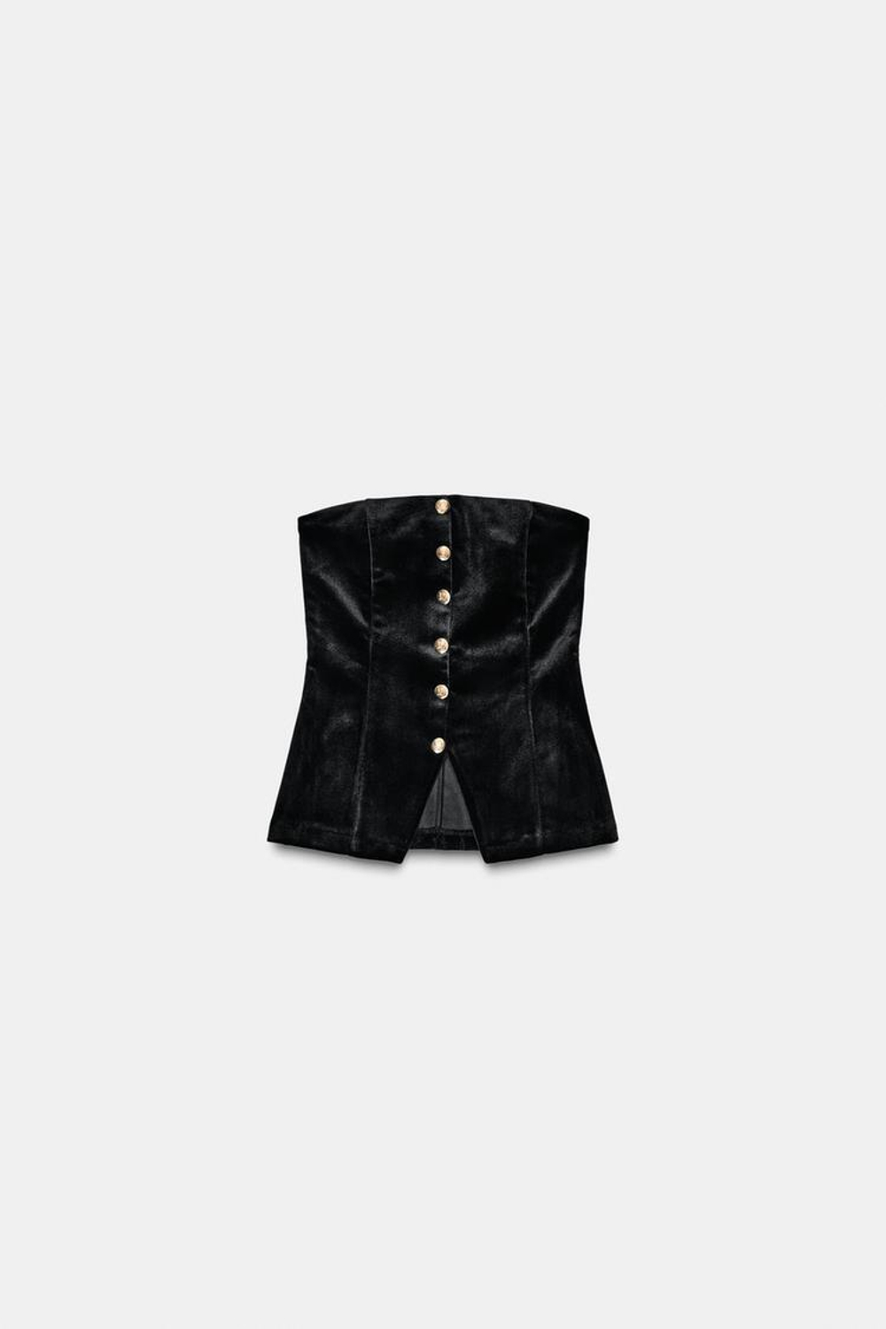 ZARA БАРХАТНЫЙ ТОП БЕЗ БРЕТЕЛЕЙ, ЧЕРНЫЙ