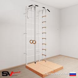 Шведская стенка Sv Sport усиленная 6024 (Турник стандарт/Канат/Кольца/Лестница/Мат 1м)