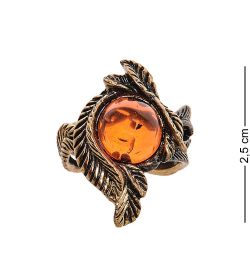 AM-2448 Кольцо «Ивушка» (латунь, янтарь)