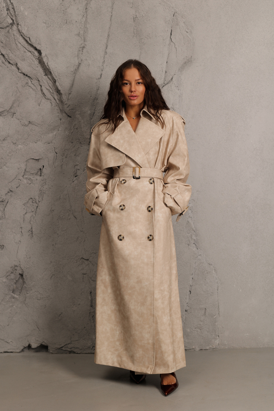 Тренч из экокожи
