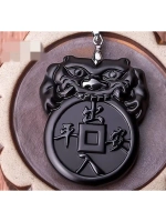 Подвеска Монета удачи обсидиан