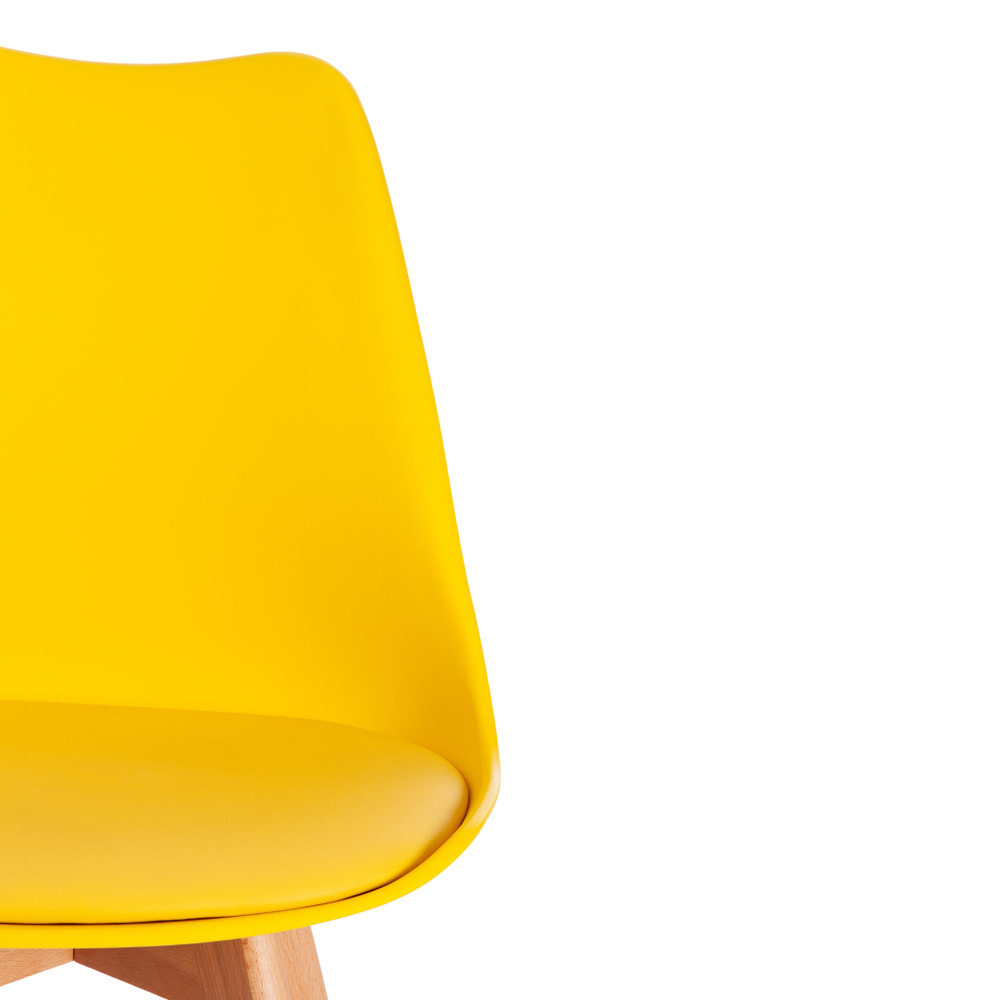 Стул TULIP (mod. 73) дерево/пластик/ПУ, 48.5*52.5*83cм, желтый (Комплект из 4 шт.)
