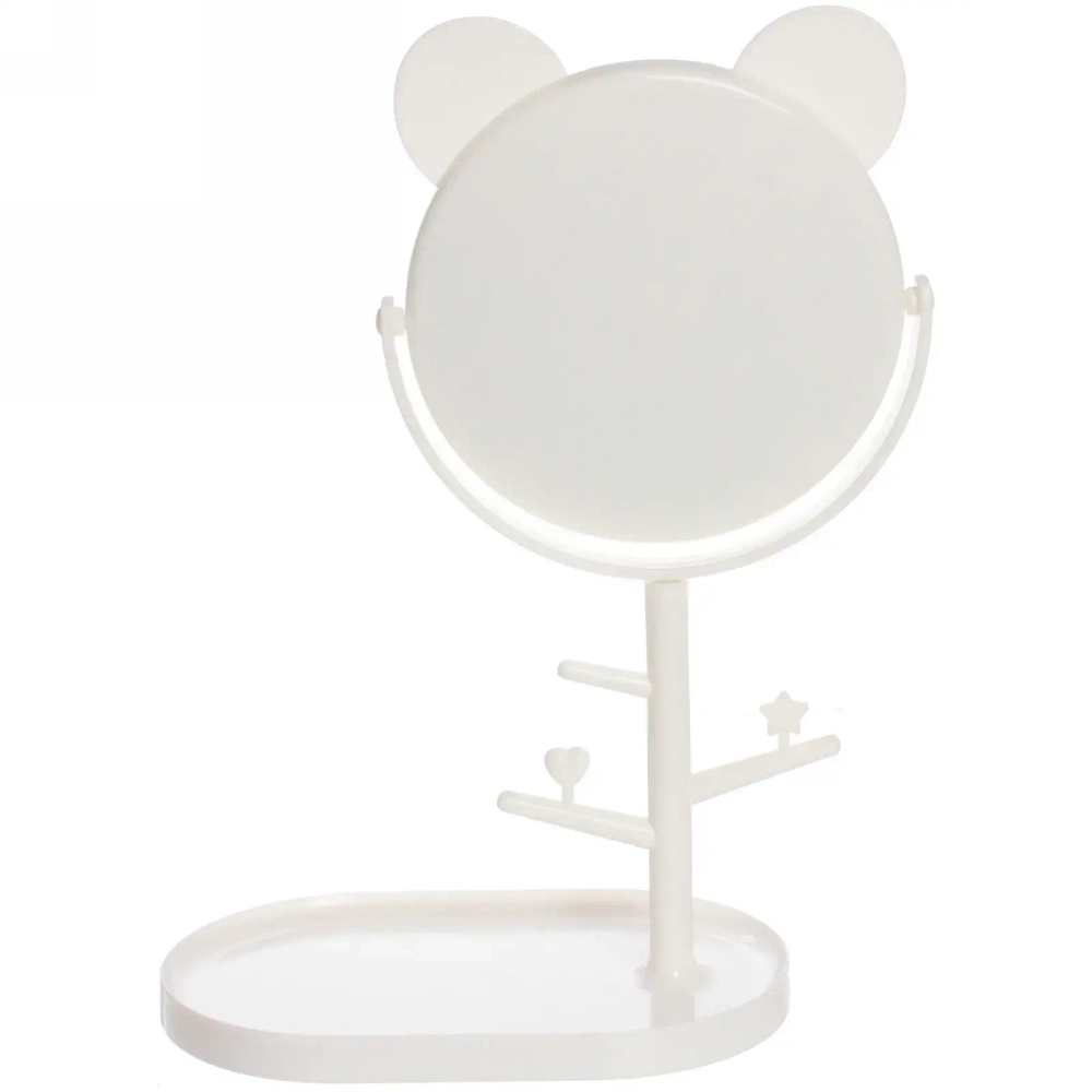 Зеркало настольное одностороннее на подставке «High Tech - LAKI», цвет белый, h-32см d-15см