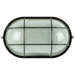 Светильник ЭРА НБП 04-100-002 Акватермо алюминий/стекло решетка IP54 E27 max 100Вт 280х160 овал черный