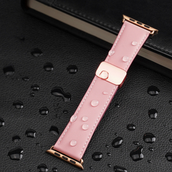 Ремешок из натуральной кожи розового цвета от Dux Ducis для смарт часов Apple Watch 42, 44, 45, 46, 49мм, серия YA Series