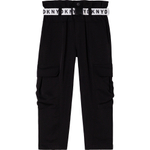 Брюки карго DKNY Черный/Нашивка: ярлык/Ремень: белый с черными логотипами Девочка