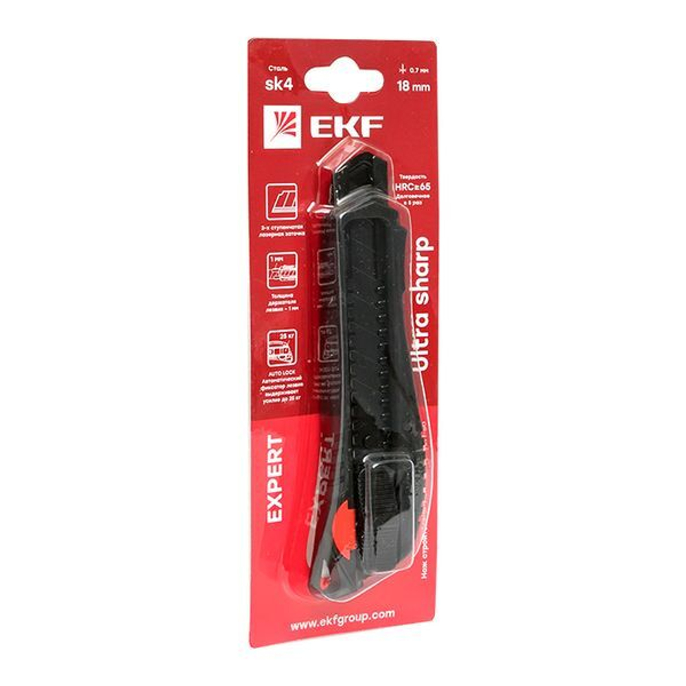 Нож строительно-монтажный 18 мм НСМ-50 (18мм)(SK4) Heavy Duty (до 25 кг) EKF Expert