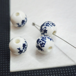 Бусины Гжель, керамические, темно - синие, р-р 10мм, штучно