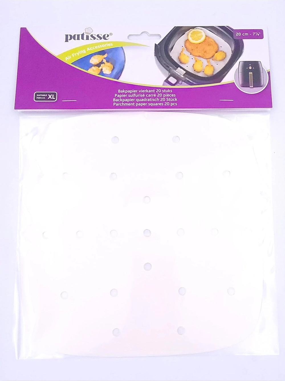 Бумага для выпечки перфорированная в листах Patisse 20х20 см, 20 шт