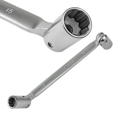 Ключ торцевой шарнирный двухсторонний 14х15мм на пластиковом держателе Forsage F-7521415  F-7521415