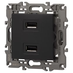 14-4110-05 ЭРА Устройство зарядное USB, 230В/5В-2100мА, IP20, Эра Elegance, антрацит | Elegance Антрацит