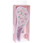 Расческа массажная компактная «ТРОПИКИ», блестки, микс 4 дизайна, 18*7,5см (PVC коробка)