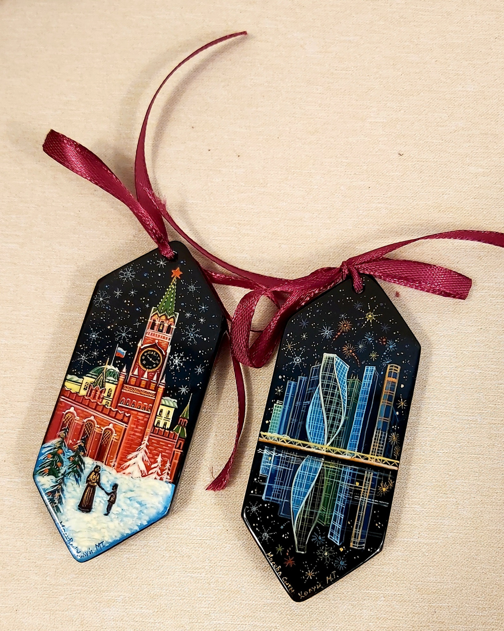 Набор ёлочных игрушек Конфеты с ручной росписью "Москва "