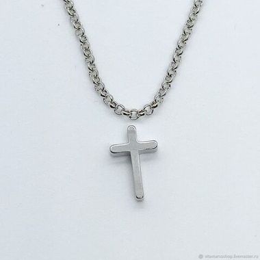 УЦЕНКА!!! Подвеска Крестик 13*8 мм, родиевое покрытие У090