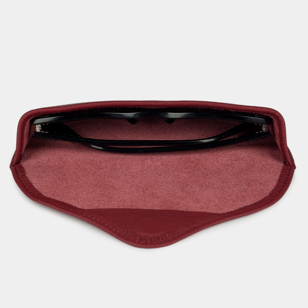 Футляр для очков Soleil из кожи теленка, вишневого цвета