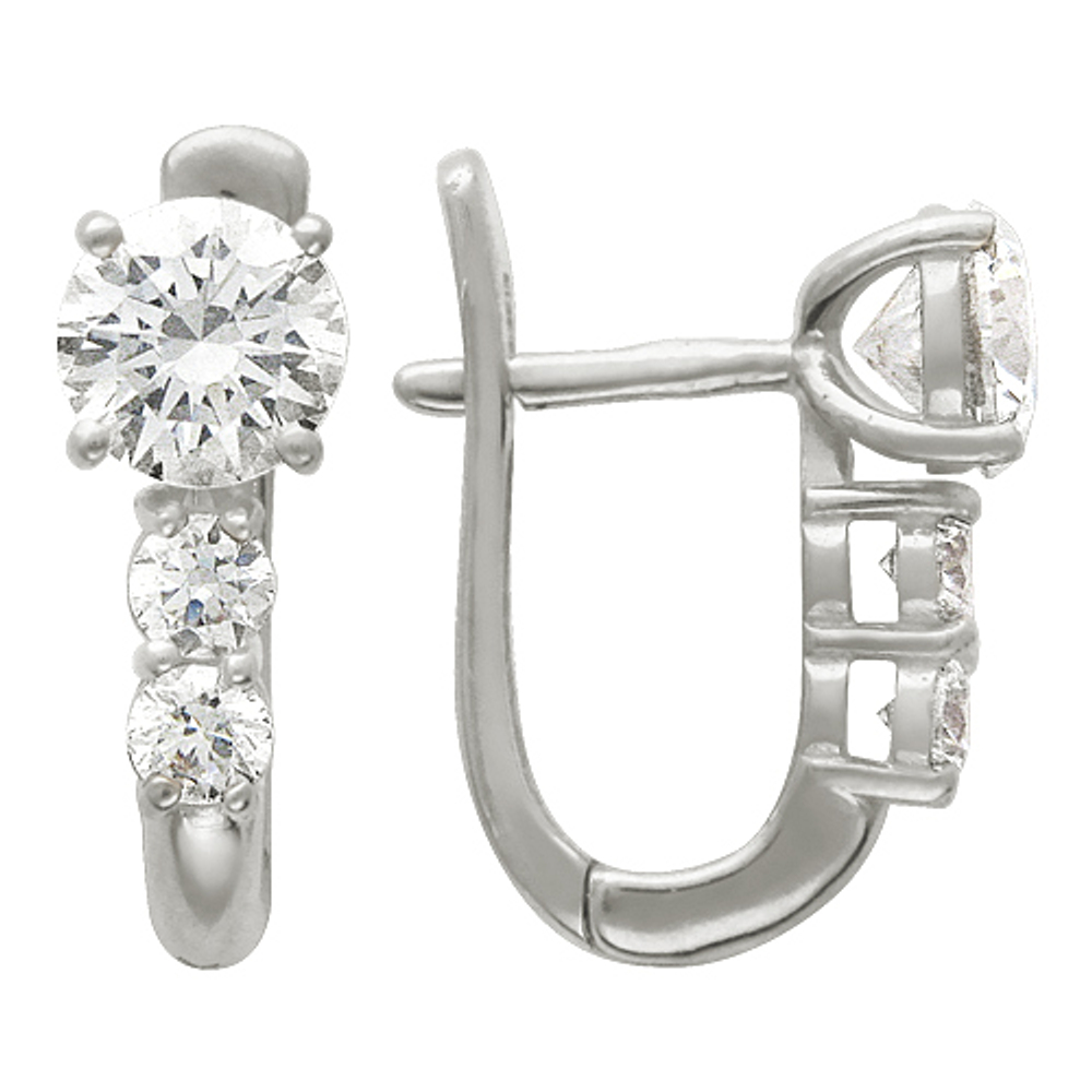 Серьги с фианитом из белого золота 585 пробы JA-S-1С124878