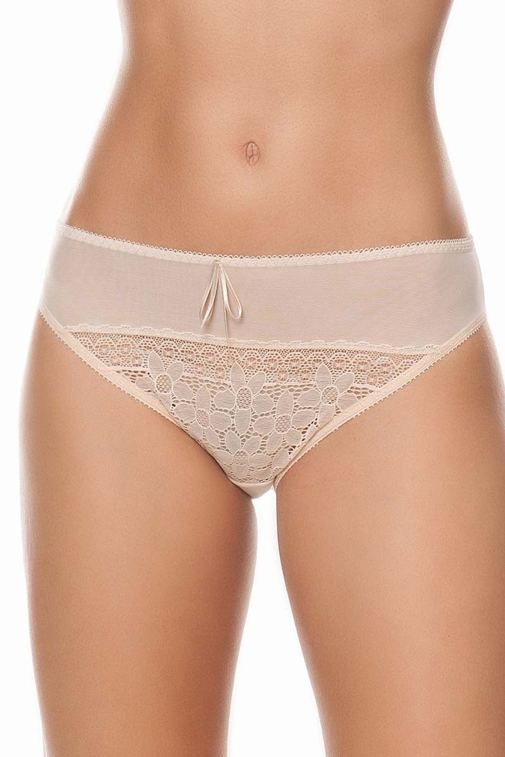 Трусы-слипы с высоким вырезом по линии бедра (Размер: 42) (Цвет: бежевый)