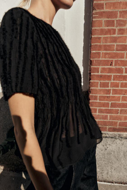 ZARA ТОП С НЕОБРАБОТАННЫМИ КРОМКАМИ — ZW COLLECTION, ЧЕРНЫЙ