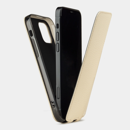 Чехол для iPhone 12 Mini из натуральной кожи теленка, молочного цвета