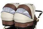 Детская коляска для двойни Verdi Twin 2 в 1 (Коричневый/белый)
