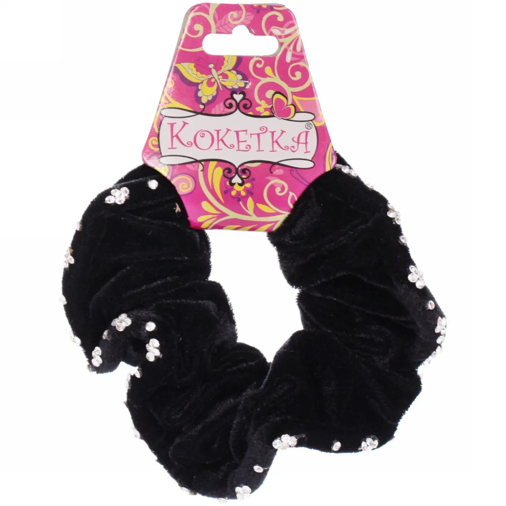 Резинка для волос 1шт «Кокетка - Your Radiance», цвет черный, узоры из страз, d-12см ●
