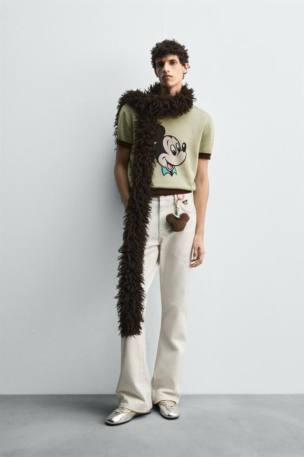 ZARA HARRY LAMBERT X DISNEY ВЯЗАНАЯ ФУТБОЛКА MICKEY MOUSE, ЖЕЛТЫЙ