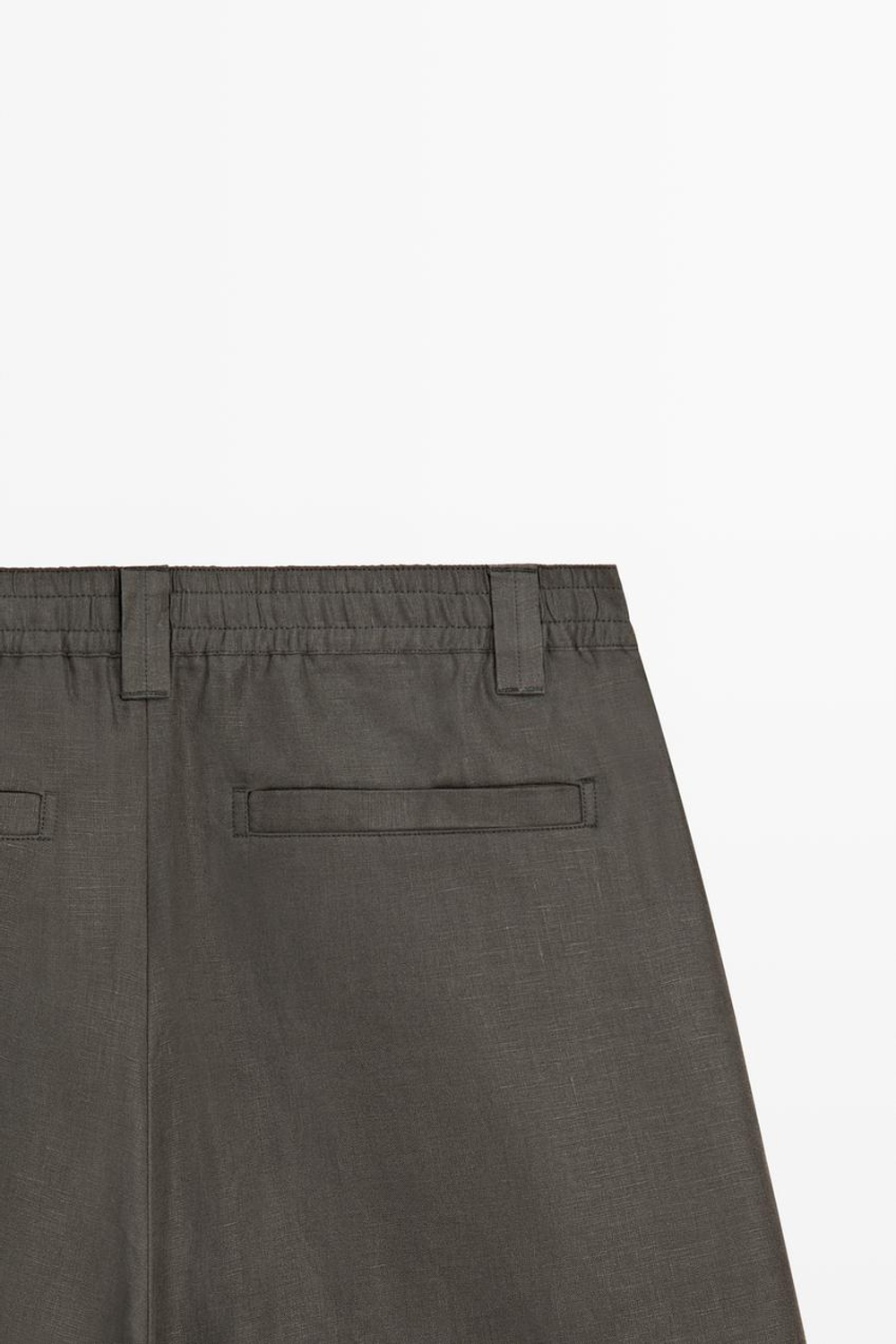 Massimo Dutti Короткие бермуды из 100% льна, хаки