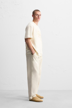 ZARA ФУТБОЛКА, ЖЕЛТОВАТО-БЕЛЫЙ