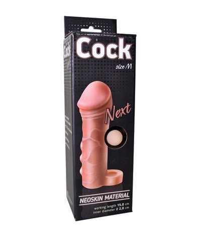 Фаллоудлинитель с кольцом COCK size M - 15 см. (Цвет: телесный)