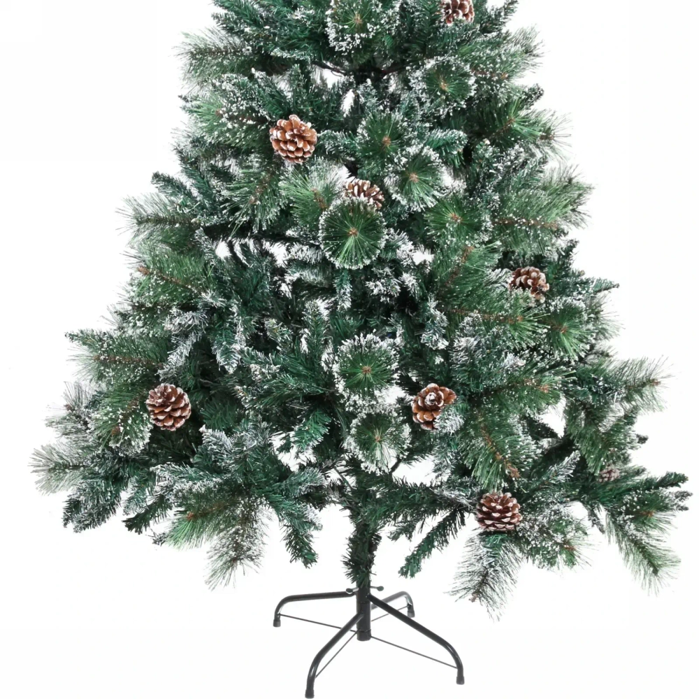 Ёлка «Кристальная» 210 см, Леска+ПВХ, шишки,белое напыление (900 веток)