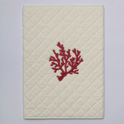 Коврик для ванной 60х90 Old Florence Corallo бежевый с лиловой вышивкой