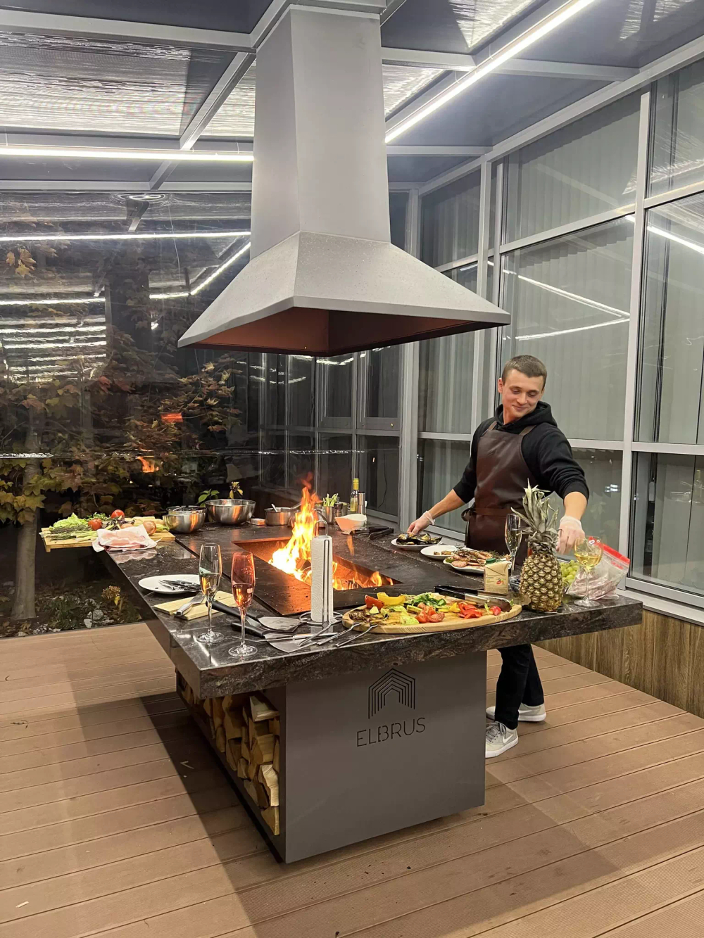 Дровяной гриль-стол Elbrus Grill Монблан PRO 2160 (столешница 2800x1400 мм)