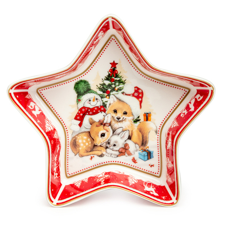 БЛЮДО LEFARD "С НОВЫМ ГОДОМ!" В ФОРМЕ ЗВЕЗДЫ 17,5*17,5*3,5 СМ КРАСНОЕ (КОР=36ШТ.)