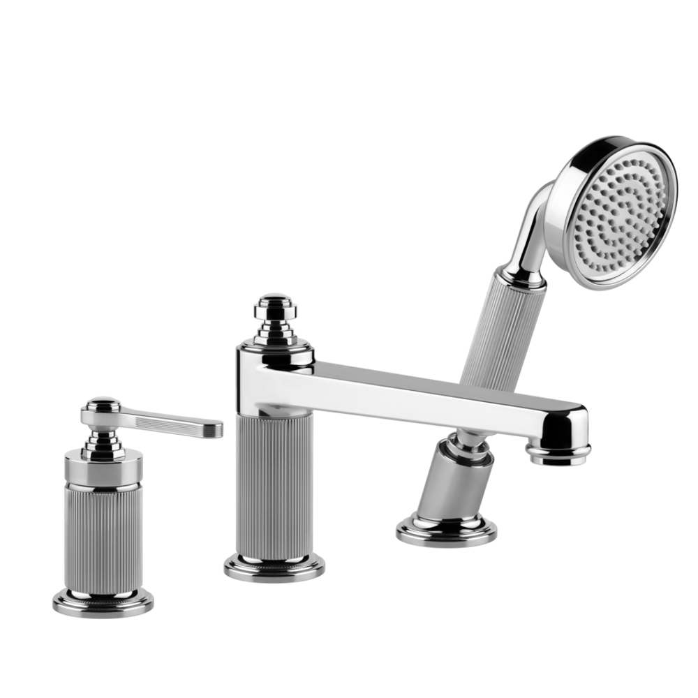 Смеситель для ванны Gessi Venti20 на 3 отверстия: излив, переключатель, шланг, лейка