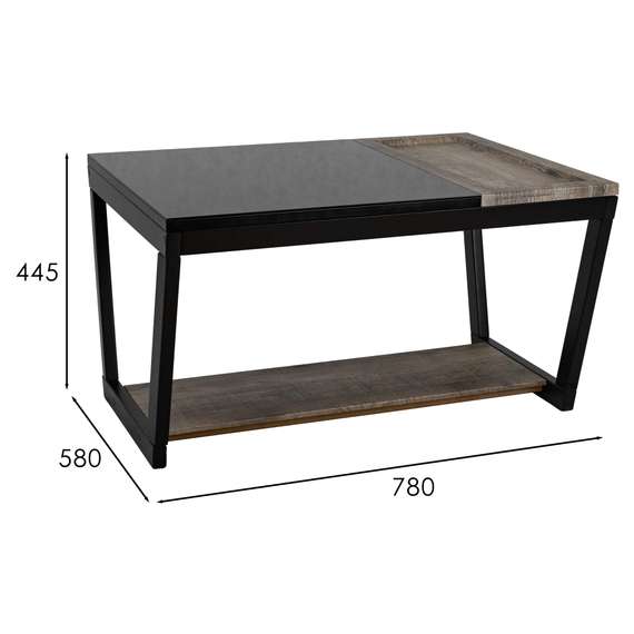 Стол журнальный BeautyStyle 31 дуб крымский состаренный/венге/стекло черное