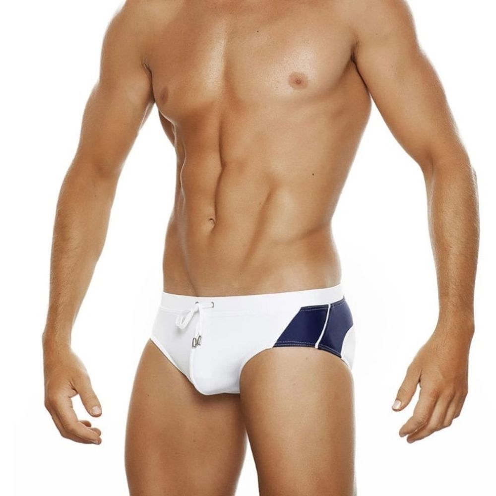 Мужские плавки белые с темно-синей вставкой Romeo Rossi RR6605-10