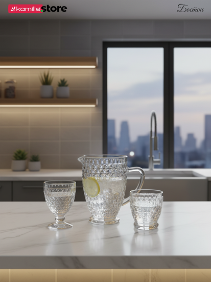 Набор стаканов 6 шт. 300 мл. из хрустального стекла с алмазной огранкой