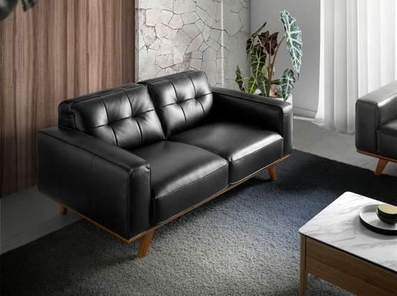 Двухместный диван Angel Cerda 5606-2P, черная кожа