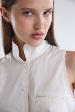 Рубашка без рукавов из хлопка Макс Мара экрю