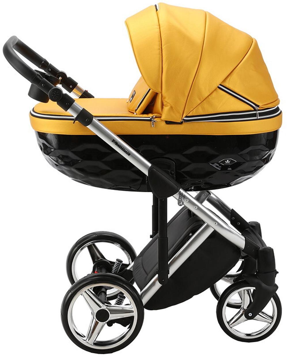 Детская коляска Adamex Chantal Special Edition Deluxe 2 в 1 C120 (ЖЕЛТО-ЗОЛОТ.КОЖА ХРОМ.РАМА)