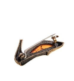 AM-2647 Брошь «Туфелька для Золушки» (латунь, янтарь)