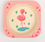 4167327 Набор бамбуковой посуды "Розовый фламинго", тарелка, миска, стакан, приборы, 5 предметов