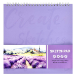 Скетчпад 40л. на гребне 210х210 мм, белый офсет "Лавандовое поле" (Феникс+)