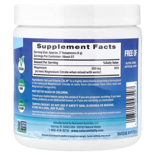 Natural Vitality, CALM®, смесь для приготовления расслабляющих напитков, оригинальный нейтральный вкус, 227 г (8 унций)