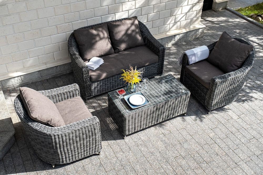 "Кон Панна" диван из искусственного ротанга двухместный, цвет графит