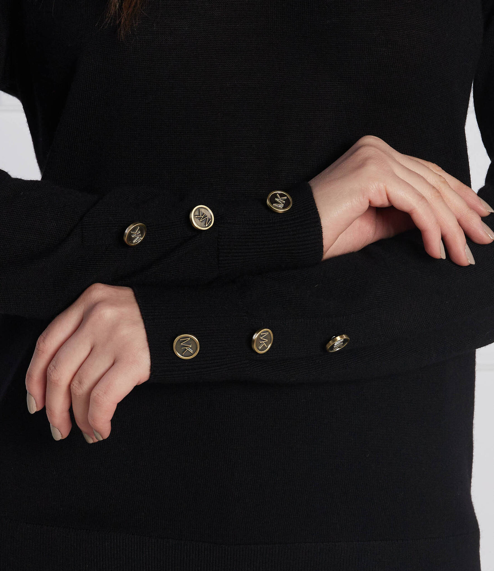 Хлопковый свитер merino button Michael Kors - черный(MU260EF4VR)