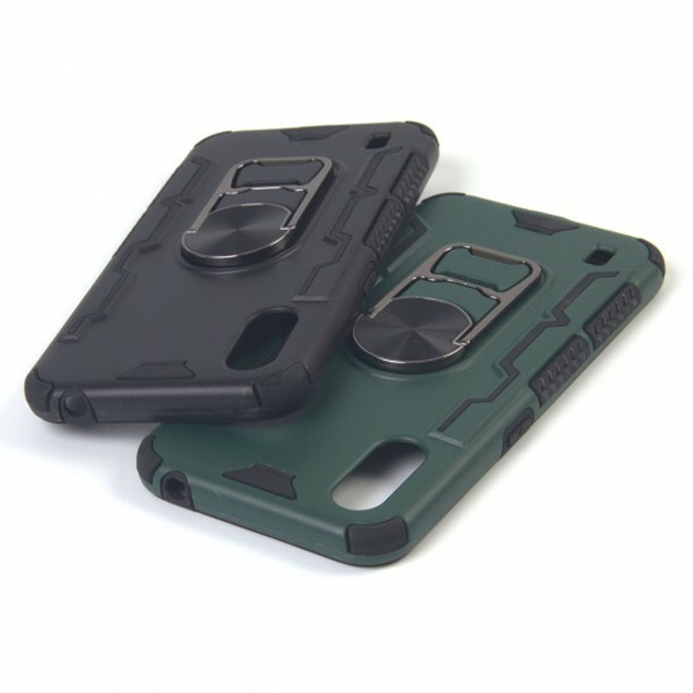 Противоударный чехол для Samsung Galaxy A01 с кольцом-открывашкой, 012226 Темно-синий