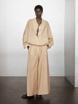 Massimo Dutti Брюки палаццо с вытачками, бежевый