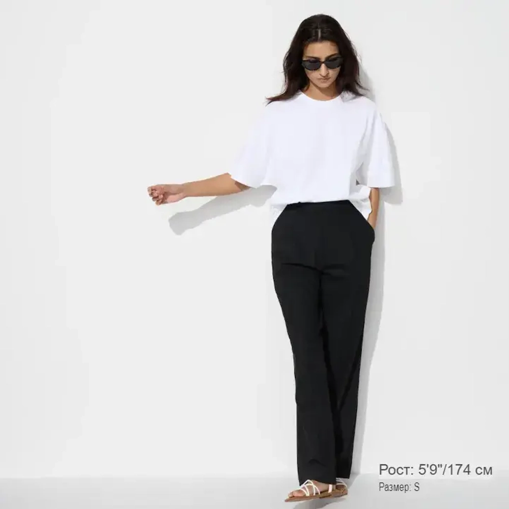 UNIQLO ХЛОПКОВАЯ ФУТБОЛКА ОВЕРСАЙЗ, БЕЛЫЙ