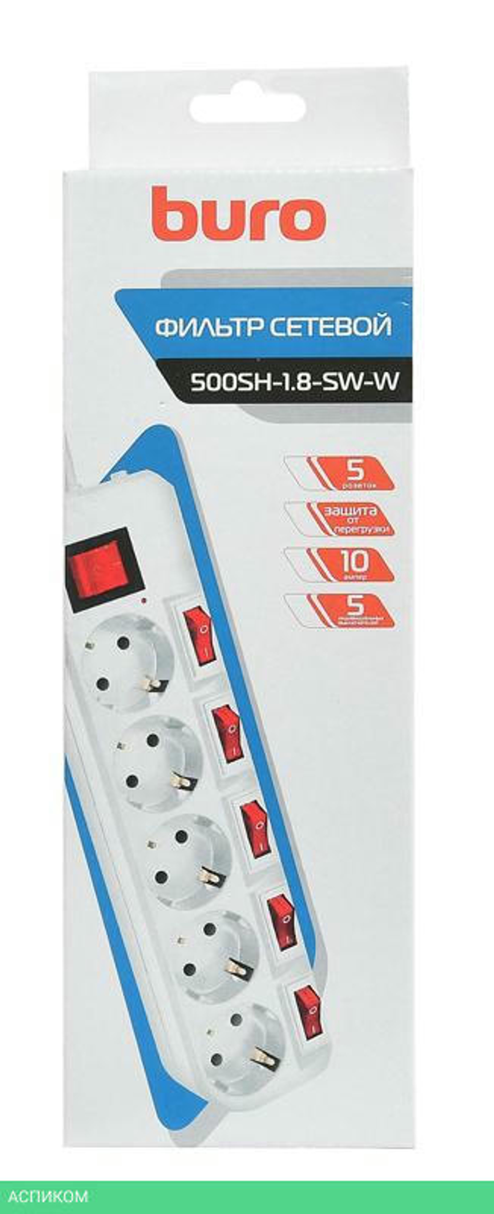 Сетевой фильтр Buro 500SH-3-SW-W белый